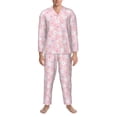 thumbnail image 3 of Naloa Easter Cute Rabbit Men’s Pajamas Set - Long Sleeve Button Down Sleep Shirt and Pajama Bottoms Sleepwear Set-Large, 3 of 7