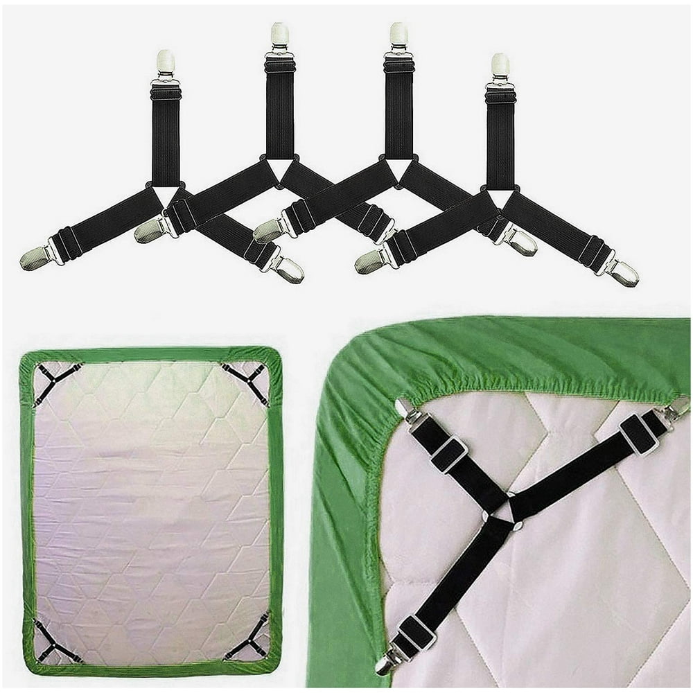 4 PCS Bed Sheet Holder Straps,3 Way Adjustable Sheet Band Clips