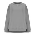 thumbnail image 4 of YUGYXL Women's Side Split Pullover Solid Color Teen Girl Long Sleeve Sweatshirts Irregular Hem Fall Winter Hoodies with Pockets Gray XXL, 4 of 6