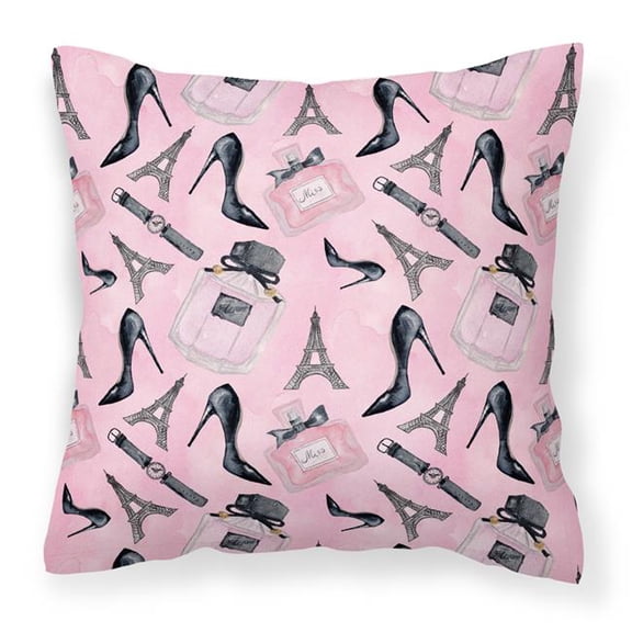 Watercolor Fashion Diva Shoes & Accessories Fabric Decorative Pillow - 14 x 14 in.