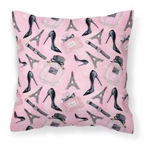 Watercolor Fashion Diva Shoes & Accessories Fabric Decorative Pillow - 14 x 14 in.