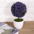 thumbnail image 2 of Artificial Ball Plant Bonsai Fake Potted Plant Home Office Desk Decor (Purple), 2 of 8