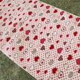 thumbnail image 2 of Cotton Print Table Runner Floral Hearts and Dots Red, 2 of 3