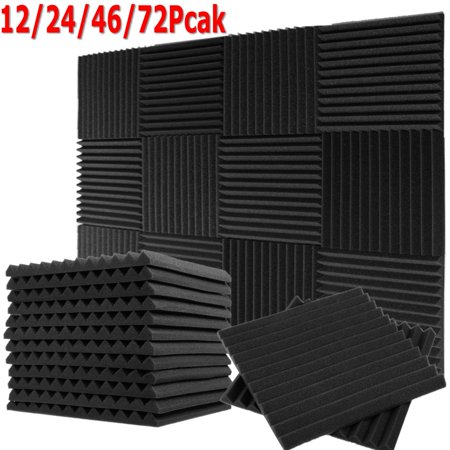 12 Pack Acoustic Soundproofing Panels for Walls, 1" x 12" x 12" Wedge Sound Absorbing Foam Noise Canceling for Studio Recording, Home Office