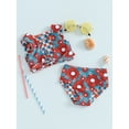 thumbnail image 6 of Aojekbee Kids Girl 4th of July Swimsuits Summer Letter Floral Print Knotted Tankini and Elastic Shorts Set Bikini Bathing Suits, 6 of 10