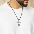 thumbnail image 2 of HZMAN Cross Necklace for Men Stainless Steel Bible Verse Philippians 4:13 I CAN DO ALL THINGS Wrench Cross Pendant Necklace (Black), 2 of 6