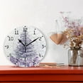 thumbnail image 2 of Christmas Tree with Purple Lights Presents Round Wall Clock Silent Analog Battery Operated Black Pointer Home Decor 9.84" Diameter, 2 of 11