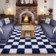thumbnail image 4 of SARAG 5x7ft Sage White Sand Green Checkered Rug, Big Fluffy Plaid Area Rugs For Bedroom Living Room, Modren Indoor Carpet For Kids Girls Room, Nursery Dorm, Non-Slip, High Pile, 4 of 12