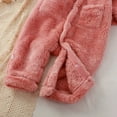 thumbnail image 6 of Toddler Girls Boys Button Fuzzy Sherpa Fleece Footie Jumpsuit Long Sleeve Plush Romper Outerwear Infant Baby Winter Warm Coat Pink 0-3 Months, 6 of 7