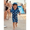 thumbnail image 4 of BemeyourBBs Toddler Baby Boy Shark One Piece Swimsuit with Sun Cap Infant Boys Bathing Suit Short Sleeve Rash Guard Shark Print Short Sleeve Zip Up Swimwear Summer Beachwear, 4 of 9