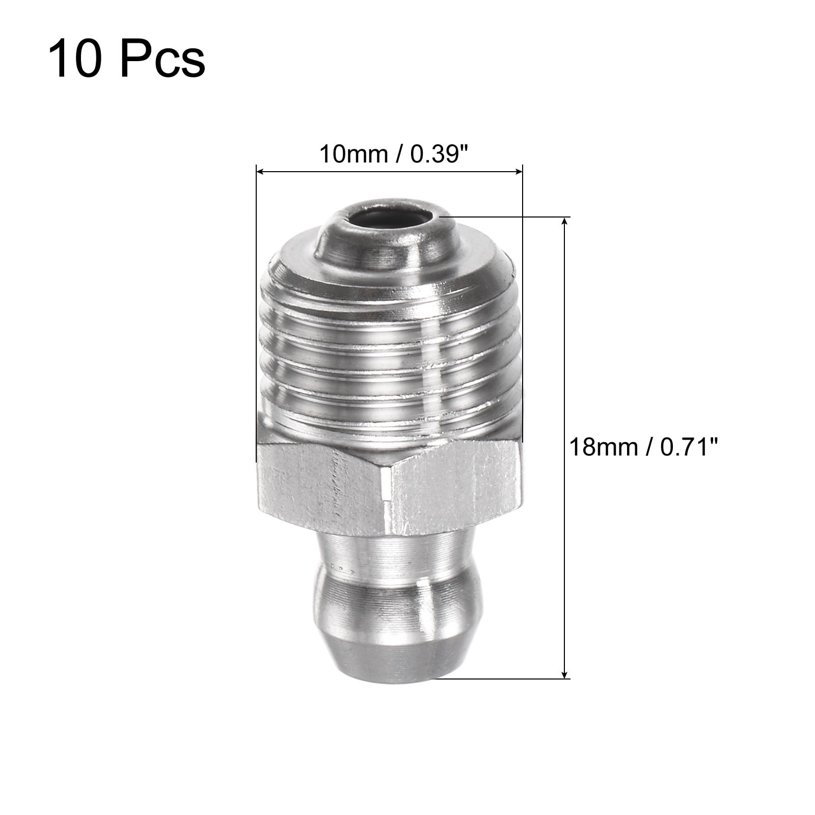 Unique Bargains Straight Hydraulic Grease Fitting with Durable Threads M10x1mm 10 Pcs