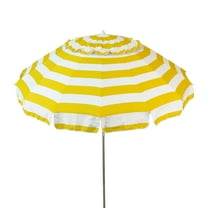 DestinationGear Deluxe 8 ft Yellow and White Stripe Beach Umbrella, UV Resistant