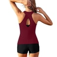 thumbnail image 4 of Nmnitkp 3 Piece Tankinis Swimsuits for Women, Back Cross Tummy Control Swim Bathing Suits, Athletic Plus Size Modest Swimwear, 4 of 5