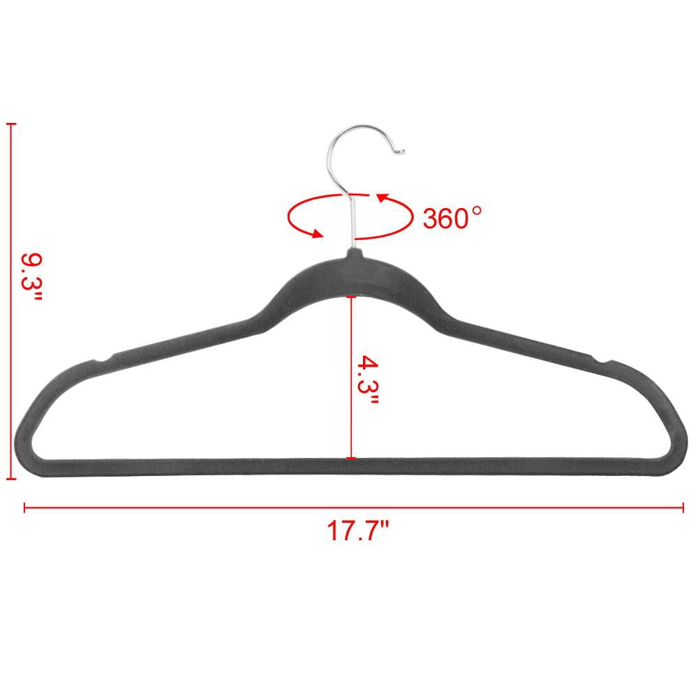 Alden Design 100 Pieces Non-Slip Velvet Hangers for All Ages, Gray