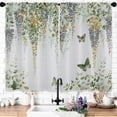 thumbnail image 2 of Watercolor Eucalyptus Leaves Kitchen Curtains Boho Gold Green Plant Small Short Bathroom Window Curtains Spring Botanical Butterfly Bedroom Drapes 2 Panels Window Treatment Tiers 26x36 Inch, 2 of 3