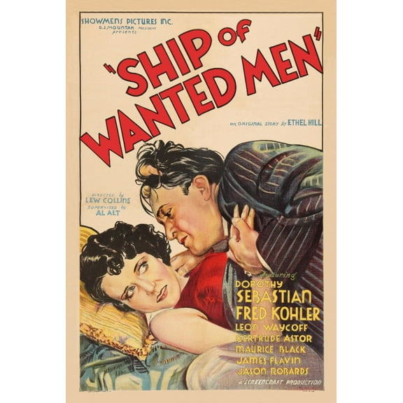 Ship Of Wanted Men Movie poster 12x16 Print on Metal Sign 12in x 16in Square Adults Z Posters