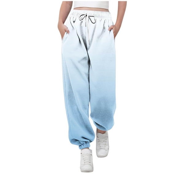 Cargo Pants for Kids on Clearance Sweatpants for Teen Girls Fashion Gradient Sweat Pants Children Classic Drawstring High Waist Joggers New Blue 11 Years