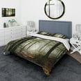 thumbnail image 1 of Designart - Light in Dense Fall Forest with Fog - Traditional Duvet Cover Set, 1 of 4