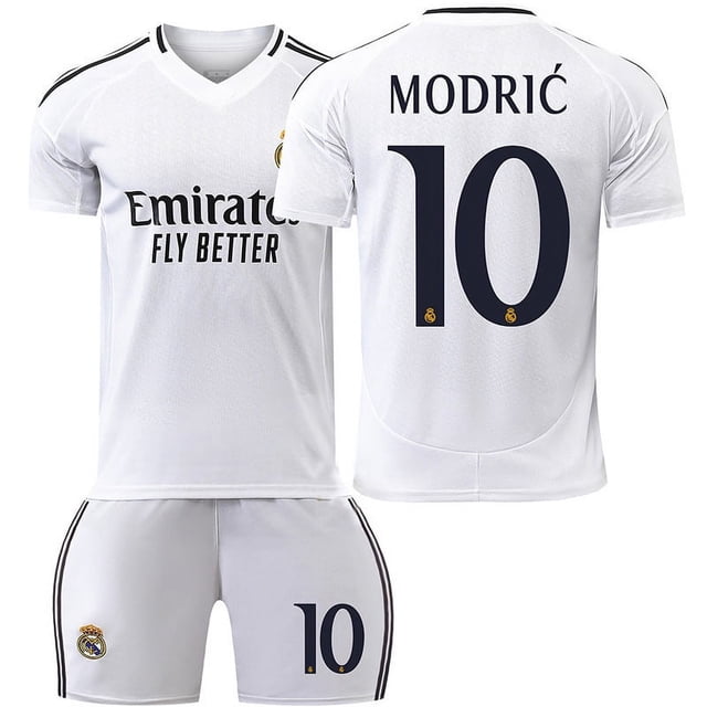 2425 Camiseta del Real Madrid, traje de uniforme de fútbol local, traje de entrenamiento No. 7 Ronaldo, niños y adultos, camiseta transfronteriza de 9 Mbappédécimo modric