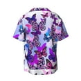 thumbnail image 2 of Balery Flying Butterflies Men's Casual Button Down Shirt Short Sleeve Textured Summer Cuban Beach Shirts-Medium, 2 of 7