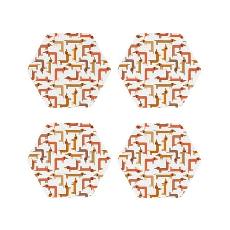 

Tideii Dachshund Dog for Leather Coasters 4 Pieces Anti-fouling and Anti-scalding Decorative Coasters Suitable for Restaurants Kitchens Coffee Shops-Hexagon