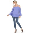 thumbnail image 4 of White Mark Women's Cold Shoulder Ruffle Sleeve Top, 4 of 5
