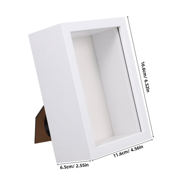 HOMOBABE White Wood Shadow Box Frame 16.6x11.6x6.5CM Decorative Display Case for Photos, Keepsakes, and Memorabilia