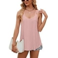 thumbnail image 2 of Frontwalk Ladies Tank Tops Sleeveless T Shirts Loose Summer Top Women Comfy Cami Embroidery Pullover Leather Pink S, 2 of 4
