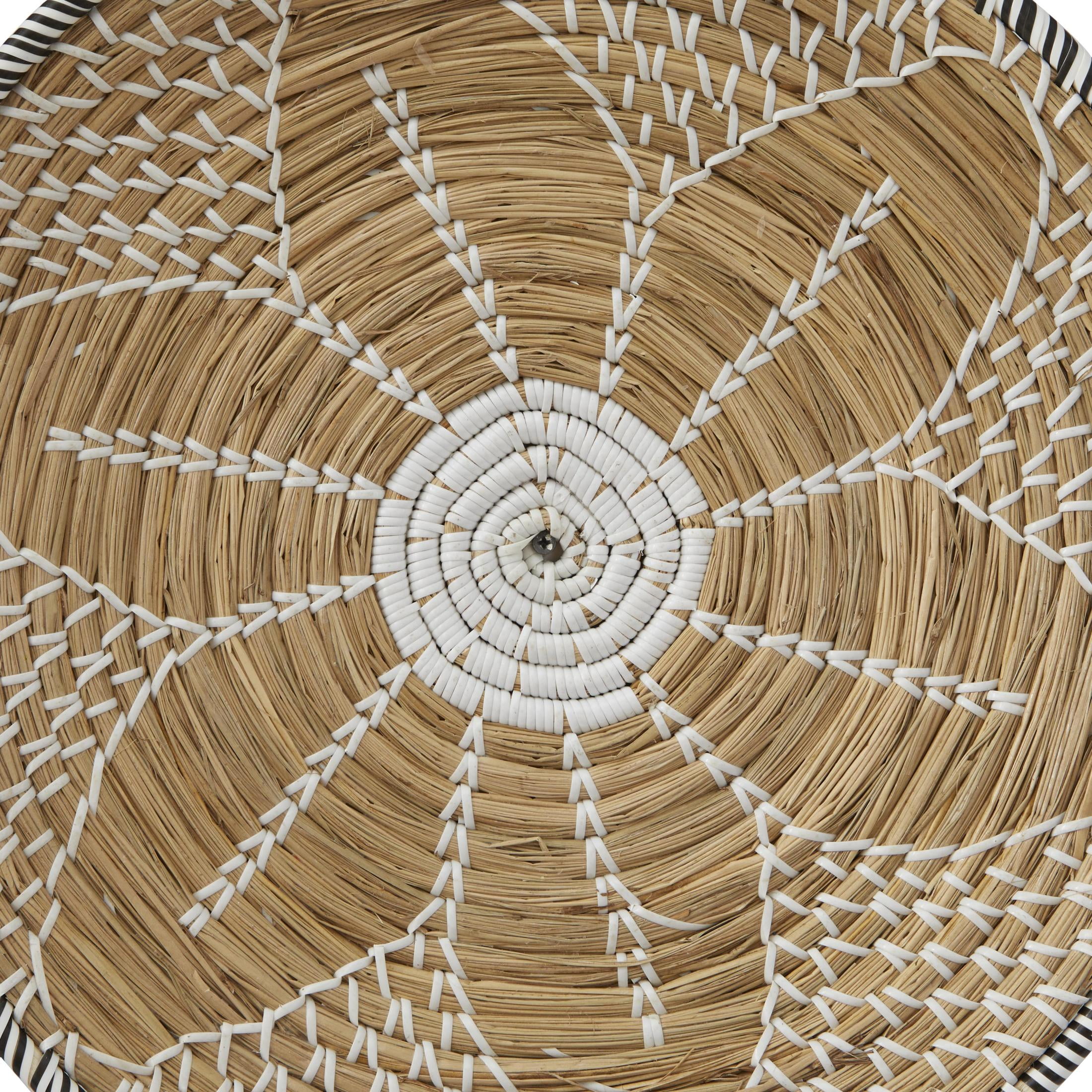 DecMode Brown Seagrass Handmade Basket Plate Wall Decor (5 Count)
