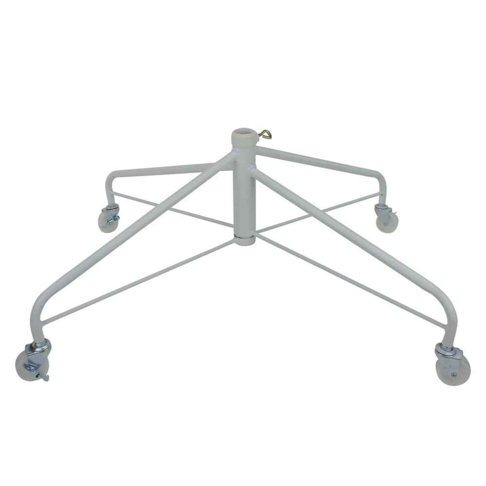 White Metal Rolling Christmas Tree Stand for 9'12' Artificial Trees