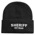 thumbnail image 5 of Made in USA Sheriff Retired Logo 12 Inch Solid Knit Cuff Long Beanie - Black OSFM, 5 of 5