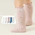 thumbnail image 2 of Cotton Ruffled Mid-tube Socks Baby Girls Boys Knee High Socks Cute Infant Striped Long Stockings, 2 of 9