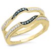 Dazzlingrock Collection 0.30 Carat (ctw) 10K Blue & White Diamond Ladies Wedding Double Guard Ring 1/3 CT, Yellow Gold, Size 4