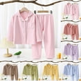 thumbnail image 6 of Mnyotv Long Sleeved Button Down Pajamas Set for Kids Fall Winter Clothes Unisex Solid Lounge Set Toddler Pajamas Size 6-7 Years, 6 of 6