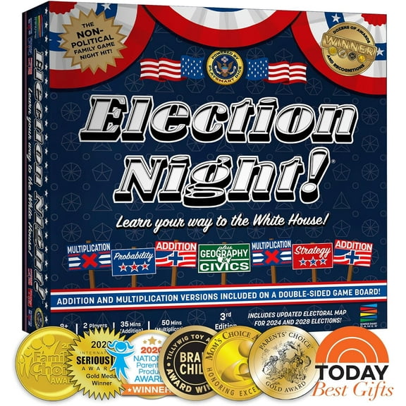 Election Night! - Learn Your Way To The White House, Non-Political Family Game, Learn Math-Geography-Civics, Ages 8 