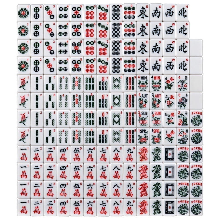 Yellow Mountain Imports American Mahjong Set 'Verdant Santorini' - 166 Tiles With Case, Wood Racks & Accessories