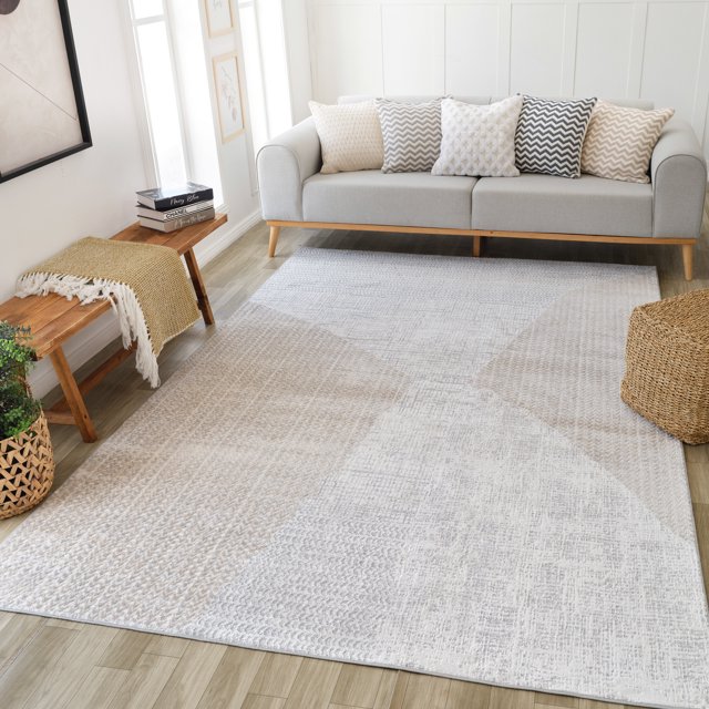 Rug Branch Cadence Abstract Indoor Area Rug, Beige Cream, Modern - Living Room, Bedroom, Dining Room, and Kitchen