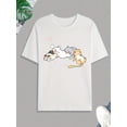 thumbnail image 4 of Cute Cats Napping Print Tee Shirt, Tee For Men, Casual Short Sleeve T-shirt For Summer Spring Fall, Tops As Gifts, 4 of 9