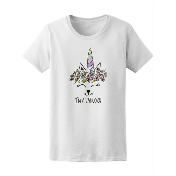 I'm A Caticorn Cute Flower Cat T-Shirt Women -Image by Shutterstock, Female XX-Large