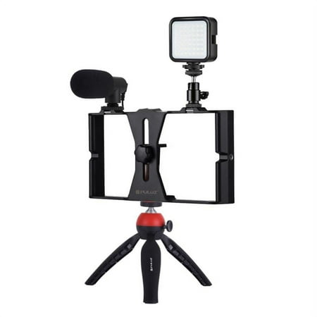 Image of Smartphone Video Microphone Kit with LED Light Phone Holder Tripod Vertical & Horizontal Vlog YouTube Filmmaker Video Kit for 7