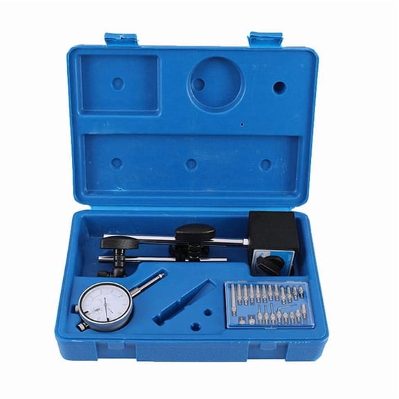 Dial Indicator with Magnetic Base Holder Fine Adjustable Long Arm 0-1 Inch Professional Gauge 0.001 Inch
