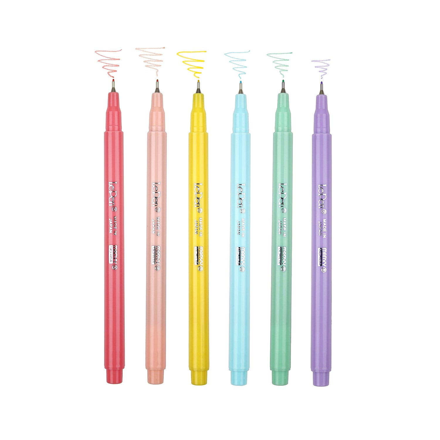 Marvy Uchida LePen Felt Pen Micro Fine Point 0.3mm Assorted Pastel Inks 6/Pack 2 Packs (UCH43006P-2)