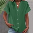 thumbnail image 2 of Wlynlyn Womens Button down Shirts Short Sleeve Shirts Casual V Neck T Shirts Collared Loose Fitted Blouses, 2 of 6