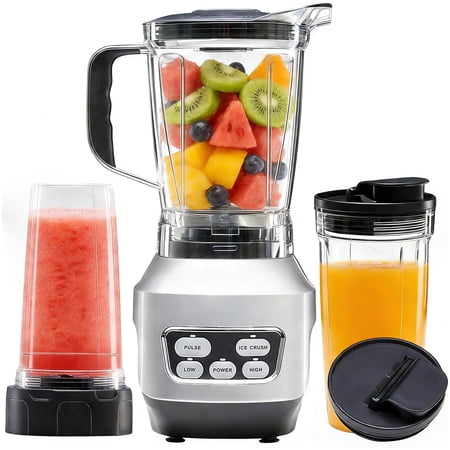 Casabay Countertop Blender Smoothie Blender with Portable Travel Cups, 1400W Personal Blender with Removable Blade & BPA-Free for Juice, Smoothies, Mikeshakes, Ice Crushing, Silver