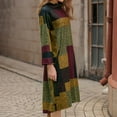 thumbnail image 6 of Zpanxa Fall and Winter Dresses for Women Women Fashion Retro Printed Loose Mid-length Long Sleeve Dress Crewneck Oversized Loose Long Pullover Sweater Dress, 6 of 8