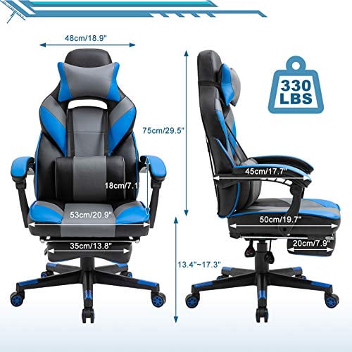 Swivel Office Chair Desk Computer Gaming Chair w/ Footrest for Reclining Massage 
