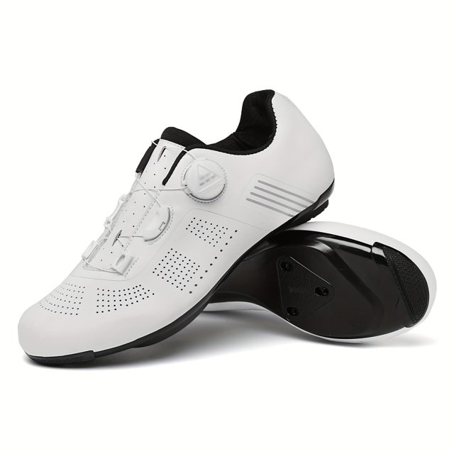 YOPTOP Men‘s Non-Slip Cycling Shoes for Road Biking - Compatible with SPD Cleats Breathable & Comfortable Ideal for Daily Rides and Racing Durable TPU Sole White,White,US 10