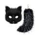 thumbnail image 3 of Máscara y cola de Therian para mujer, máscara de animal para juego de rol con cola larga de 10" Negro, 3 of 8