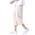 thumbnail image 5 of Garbnen Mens Pants Linen Elastic Waist Drawstring 3/4 Shorts for Men Loose Fit Yoga Summer Wide Leg Men Trousers Pants with Pockets, 5 of 5