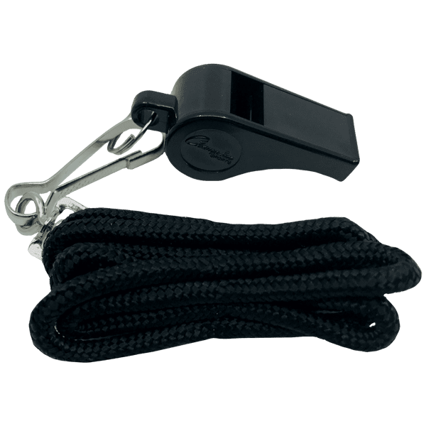 2 Pcs JieGuanG Black Plastic Sports Coach Whistle with Lanyard 